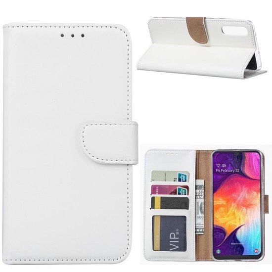 Samsung Galaxy A70/A70S Hoesjes – Portemonnee Hoes – Pasjeshouder – 2x Gehard Glas Screenprotector – Wit-Ilumina Benelux