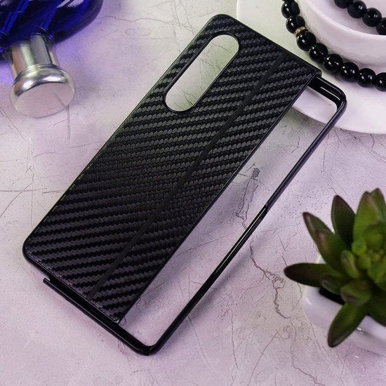 Samsung Galaxy Z Fold4 Hoesjes – Carbon Fiber Hardcase – Krasbestendig – Zwart-Ilumina Benelux