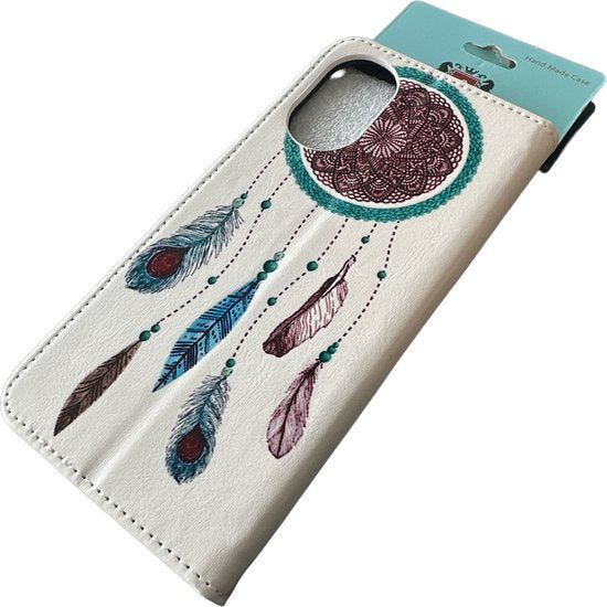 Oppo A98 Hoesjes – Bookcase Portemonneehoes – Magneetsluiting – Pasjeshouder – Droomvanger Print-Ilumina Benelux