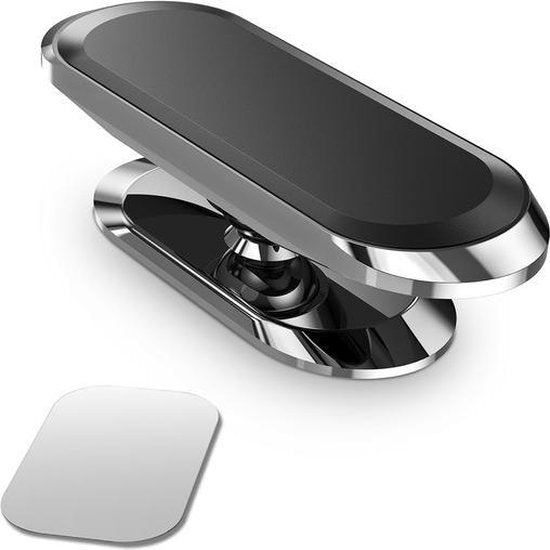 Telefoonhouder auto – Magnetisch – 360° Draaibaar – Magneetstrip Sticker – Zilver – Luxe Bass LB-437-Ilumina Benelux