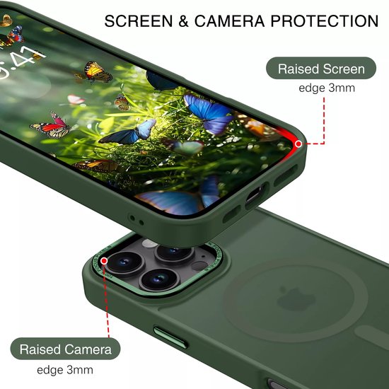 iPhone 15 Hoesjes – Matte Backcover MagSafe Compatibel – Schokbestendig – Groen-Ilumina Benelux