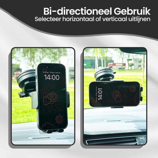 Telefoonhouder auto – Sterke zuignap – 360° draaibaar – Voor dashboard/voorruit/bureau – Zwart-Ilumina Benelux