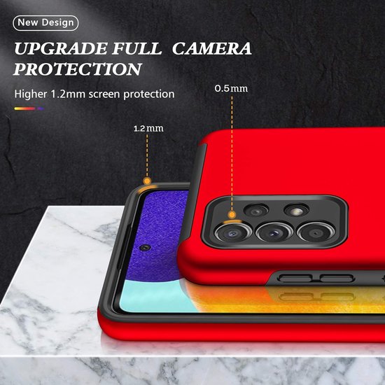 Samsung Galaxy A53 5G Hoesjes – Harde Backcover met Vingerring – Anti-drop – Rood-Ilumina Benelux