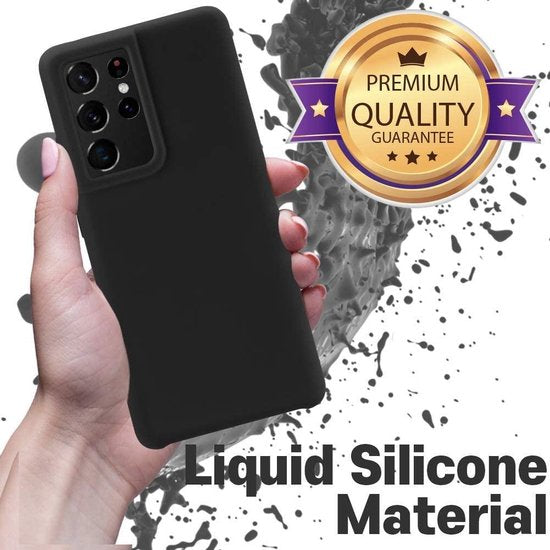 Samsung Galaxy S21 Ultra Hoesjes – Liquid Siliconen Backcover – Soft Touch Flexibel – Inclusief Screenprotector – Oxford Blauw-Ilumina Benelux