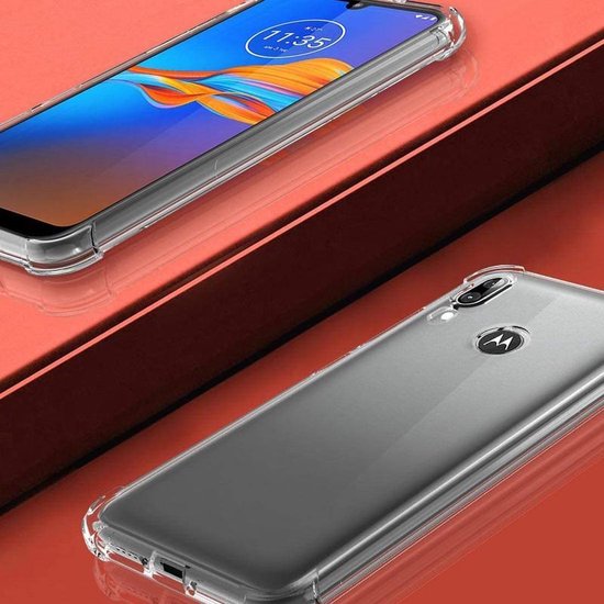 Backcover Hoesje Geschikt voor: Motorola Moto E6s / E6 Plus - Anti Shock Silicone - Transparant + 1X Screenprotector