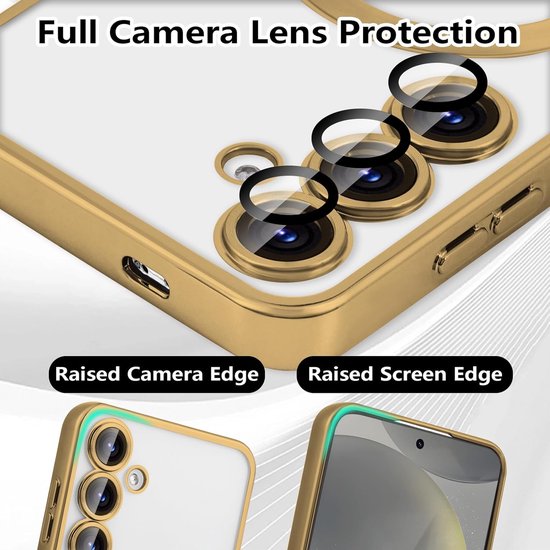 Backcover hoesje Geschikt voor: Samsung Galaxy S24 FE / Galaxy S25 FE - met geïntegreerde Camera lens bescherming - MagSafe - Goud