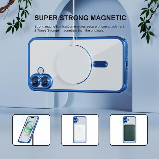 iPhone 16 Plus Hoesjes – Siliconen Backcover – Camera Lens Protector – MagSafe Compatibel – Blauw-Ilumina Benelux