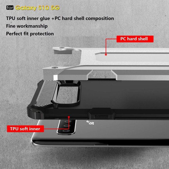 Samsung Galaxy S10 Hoesjes – Armor Hybrid Backcover – Schokbestendig – Zwart-Ilumina Benelux