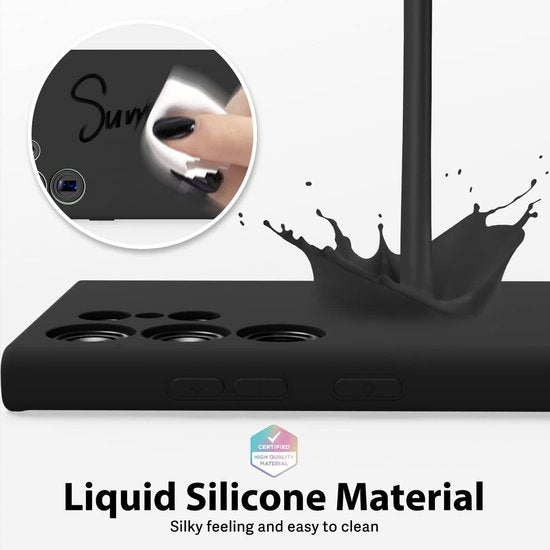 Samsung Galaxy S22 Ultra Hoesjes – Liquid Solid Siliconen Backcover – Schokbestendig – Zwart-Ilumina Benelux