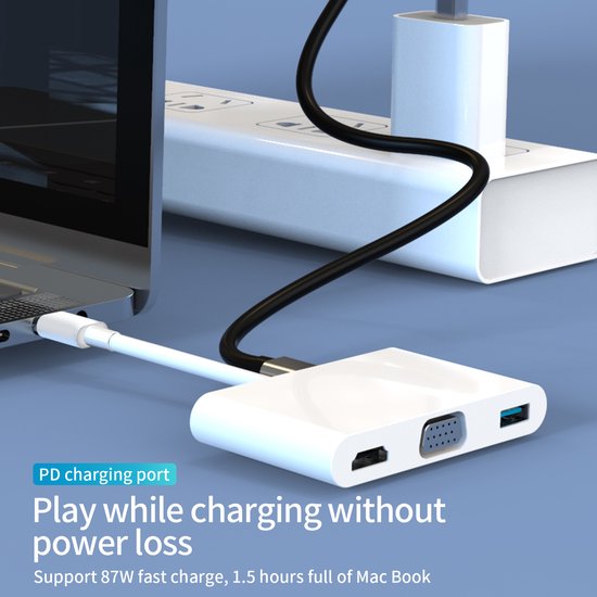 USB-C Hub Adapter – 7-in-1 Docking Station – HDMI 4K & VGA – USB 3.0 – PD 100W – SD Kaartlezer – Grijs-Ilumina Benelux