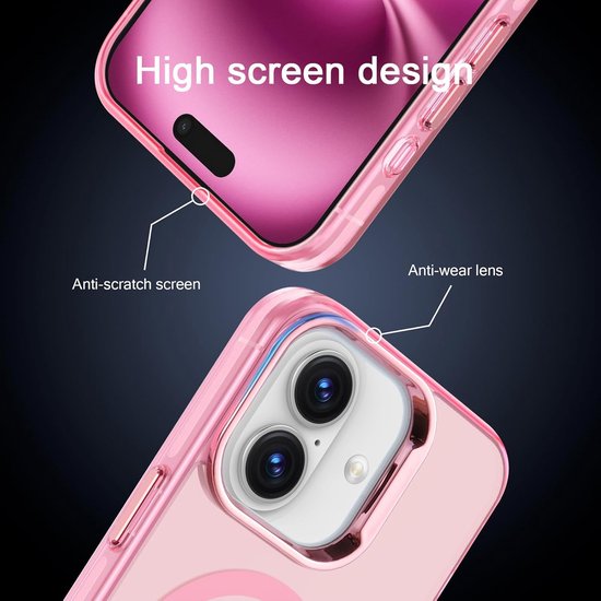 iPhone 16 Hoesjes – Magnetische Backcover – MagSafe Compatibel – Slank & Schokbestendig – Roze-Ilumina Benelux