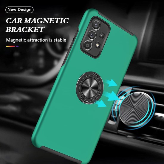 Samsung Galaxy A51 Hoesjes – Backcover met Vingerring – Extra Grip – Groen-Ilumina Benelux