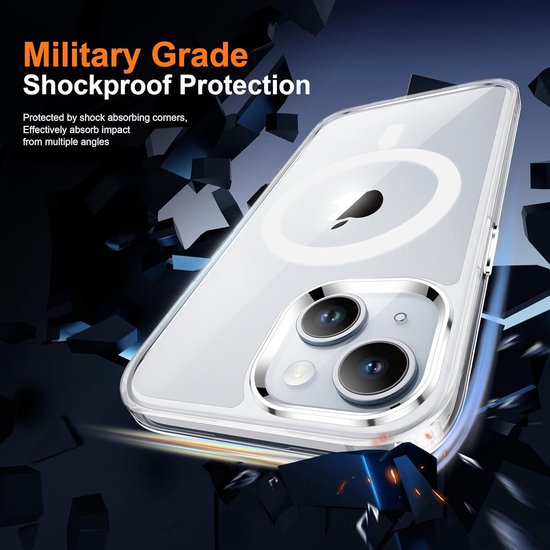 iPhone 15 Plus Hoesjes – Anti-Shock Backcover met MagSafe – Magnetische Pasjeshouder – Lichtblauw-Ilumina Benelux