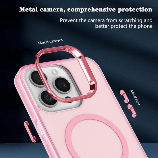 iPhone 16 Pro Hoesjes – Magnetische Backcover – MagSafe Compatibel – Slank & Schokbestendig – Roze-Ilumina Benelux