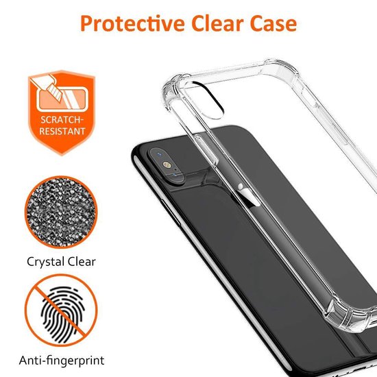 iPhone X/XS Hoesjes – Anti-Shock Backcover – Schokbestendig – Inclusief 2x Screenprotector – Transparant-Ilumina Benelux