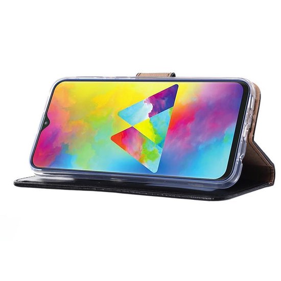Samsung Galaxy M20 Hoesjes – Portemonnee Hoes – Magneetsluiting – 2x Gehard Glas Screenprotector – Zwart-Ilumina Benelux