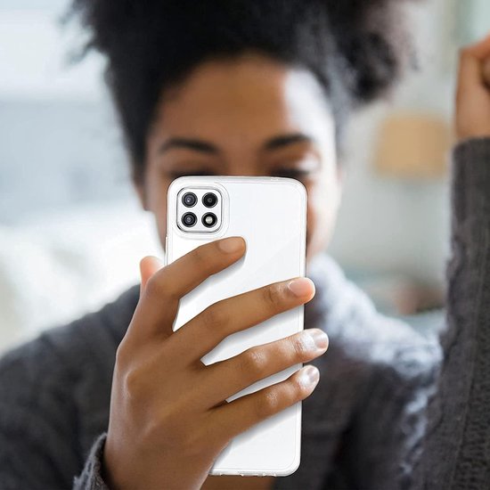 Samsung Galaxy A22 4G Hoesjes – Transparante Siliconen Backcover – Soft Grip – Inclusief 2x Screenprotector – Transparant