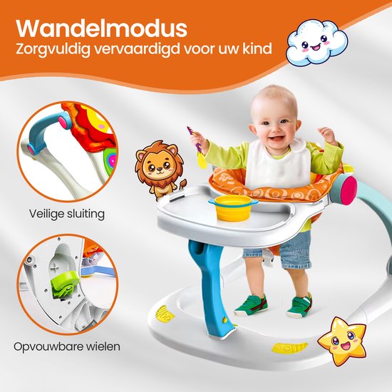 Baby loopstoel – Velox Goods VL-511 – Verstelbare hoogte – Met wielen & speelgedeelte – Veilig kleurrijk design – 6-36 maanden-Looptrainer-Ilumina Benelux