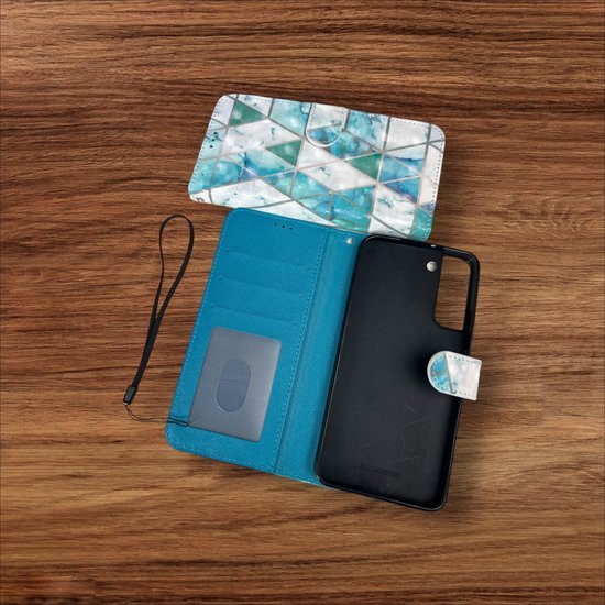 Samsung Galaxy S22 Plus Hoesjes – Portemonnee Book Case – Pasjeshouder – Magneetsluiting – Marmer Print-Ilumina Benelux