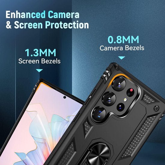 Samsung Galaxy S23 Ultra Hoesjes – Hybride Ring Armor Backcover – Schokbestendig – Zwart-Ilumina Benelux