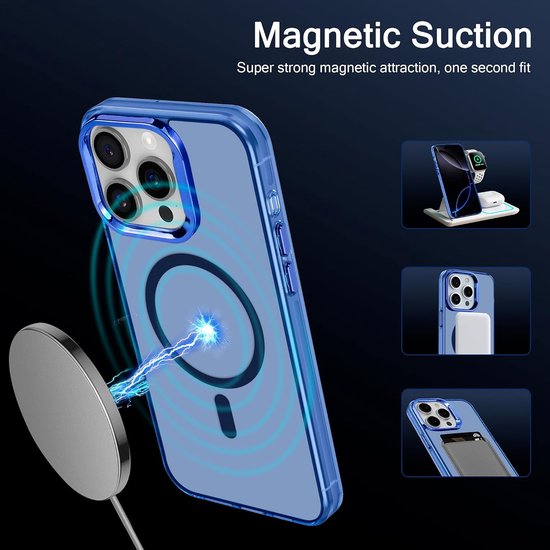 iPhone 16 Pro Max Hoesjes – Magnetische Backcover – MagSafe Compatibel – Slank & Schokbestendig – Blauw-Ilumina Benelux