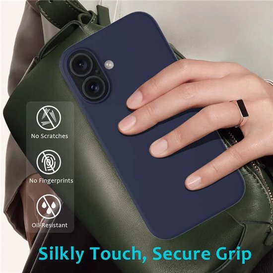 iPhone 16 Plus Hoesjes – Liquid Siliconen Backcover – Soft Touch – Schokbestendig – Navy Blauw-Ilumina Benelux