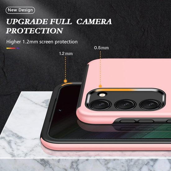 Samsung Galaxy S22 Hoesjes – Harde Backcover met Vingerring – Anti-drop – Roze-Ilumina Benelux