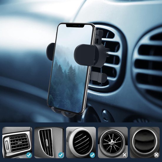 Telefoonhouder auto – Voorruit/Dashboard/Ventilatierooster – Universeel t/m 7 inch – 360° draaibaar – Sterke zuignap & clip – Zwart-Ilumina Benelux