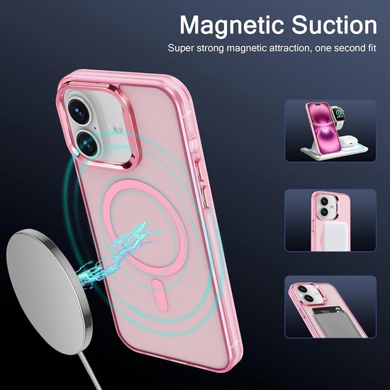 iPhone 16 Hoesjes – Magnetische Backcover – MagSafe Compatibel – Slank & Schokbestendig – Roze-Ilumina Benelux