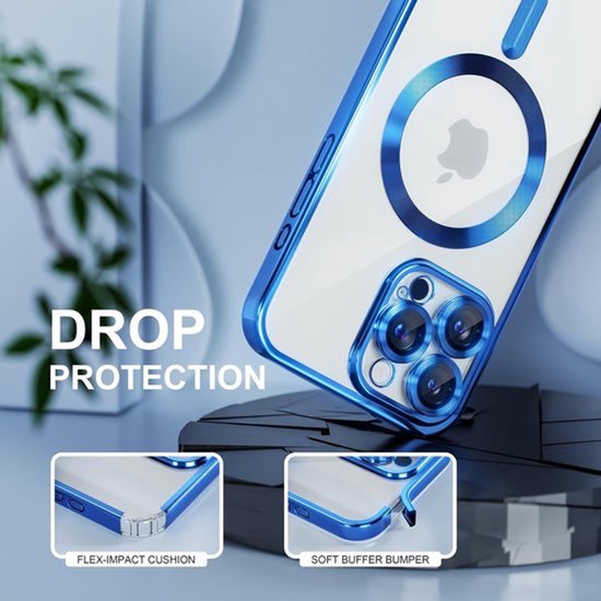 iPhone 16 Pro Max Hoesjes – Backcover – Camera Lens Protector – MagSafe compatibel – Blauw-Ilumina Benelux