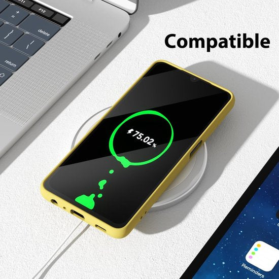 Samsung Galaxy A33 5G Hoesjes – Liquid Siliconen Backcover – Soft Touch – Flexibel – Geel-Ilumina Benelux