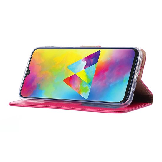 Samsung Galaxy M20 Hoesjes – Portemonnee Bookcase – Pasjeshouder – Magneetsluiting – Roze-Ilumina Benelux