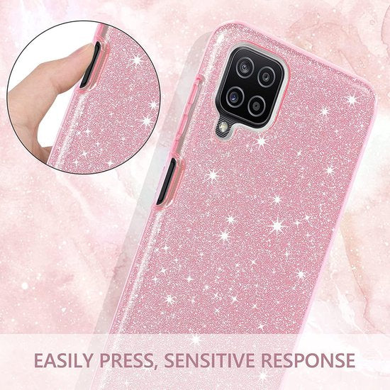 Samsung Galaxy A42 5G Hoesjes – Siliconen TPU Backcover – Glitter BlingBling Cover – Rose-Ilumina Benelux