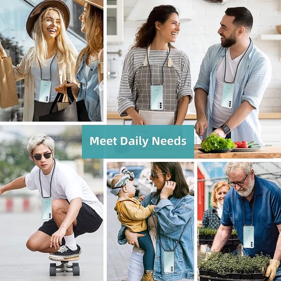 Samsung Galaxy A13 5G Hoesjes – Transparante Backcover met Koord – Schokbestendig – Doorzichtig