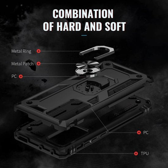 Xiaomi 12 Pro Hoesjes – Hybride Ring Armor Backcover – Schokbestendig – Anti-Shock – Blauw-Ilumina Benelux