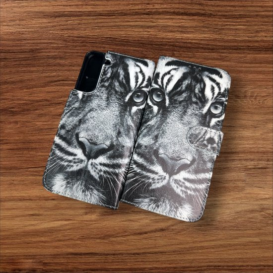 Samsung Galaxy S21 FE Hoesjes – Portemonnee Book Case – Pasjeshouder – Magneetsluiting – Tijgerprint-Ilumina Benelux