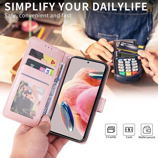 iPhone 16E Hoesjes – Portemonnee Bookcase – Pasjeshouder – Magneetsluiting – Roségoud-Ilumina Benelux