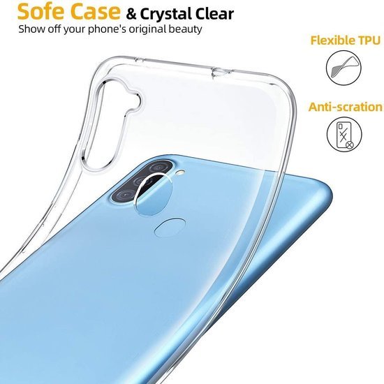 Samsung Galaxy A11 Hoesjes – Transparante Siliconen Backcover – Inclusief 2x Screenprotector Gehard Glas – Anti Kras-Ilumina Benelux