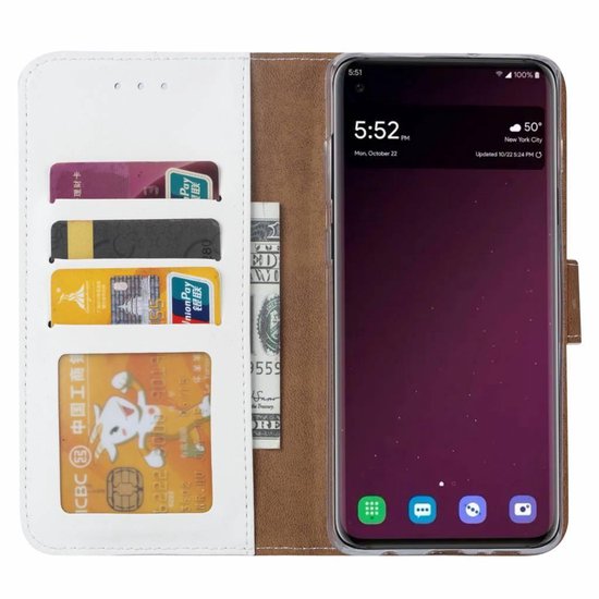 Samsung Galaxy S10 Hoesjes – Portemonnee Hoes – Pasjeshouder – Magneetsluiting – Wit-Ilumina Benelux