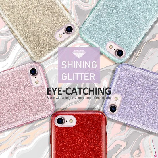 iPhone 8/7/SE 2020 Hoesjes – Glitters TPU Siliconen Backcover – BlingBling Case – Rood-Ilumina Benelux