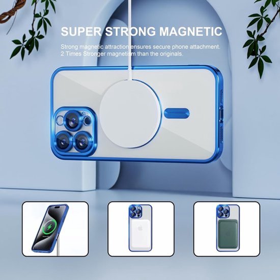 iPhone 16 Pro Max Hoesjes – Backcover – Camera Lens Protector – MagSafe compatibel – Blauw-Ilumina Benelux