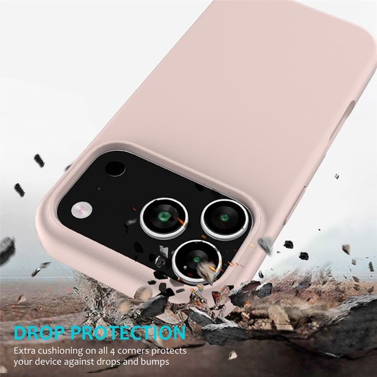 iPhone 17 Pro Max Hoesjes – Liquid Siliconen Backcover – Soft Touch – Schokbestendig – Roze-Ilumina Benelux
