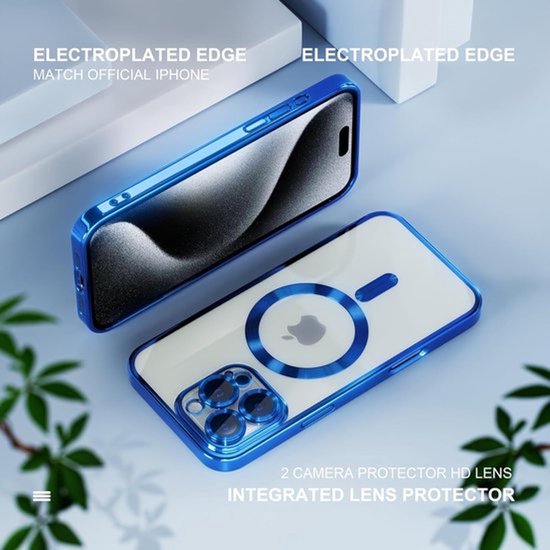 iPhone 16 Pro Max Hoesjes – Backcover – Camera Lens Protector – MagSafe compatibel – Blauw-Ilumina Benelux