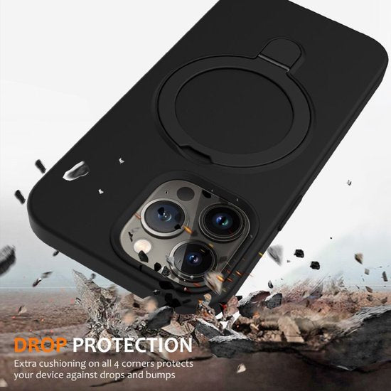 iPhone 15 Pro Max Hoesjes – MagSafe Backcover – Magnetische Standaard – Zwart-Ilumina Benelux