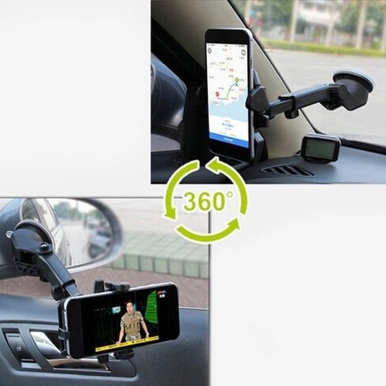 Telefoonhouder auto – Long Neck One Touch Car Mount – Universeel – 360° Draaibaar – Zwart-Ilumina Benelux