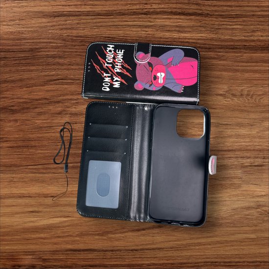 iPhone 13 Pro Max Hoesjes – Portemonnee Book Case – Pasjeshouder – Don't Touch My Phone Print-Ilumina Benelux