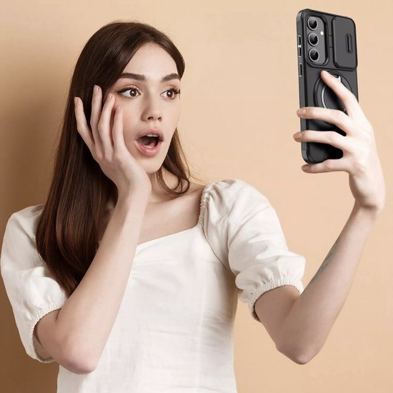 Samsung Galaxy A16 Hoesjes – MagSafe Hybrid Backcover met Ringstandaard – Schokbestendig – Zwart-Ilumina Benelux