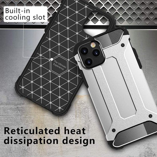 iPhone 12 Pro Hoesjes – Hybrid Armor Backcover – Heavy Duty Schokbestendig – Zilver-Ilumina Benelux