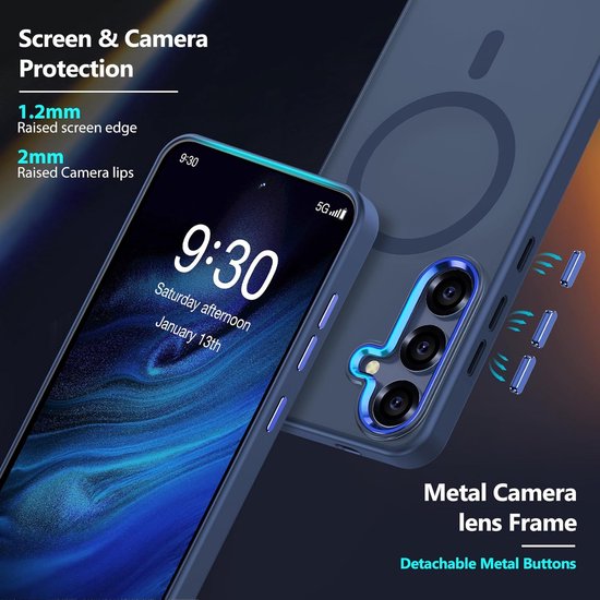Samsung Galaxy S25 Ultra Hoesjes – Magnetische MagSafe Backcover – Matte Achterkant – 2x Screenprotector – Blauw-Ilumina Benelux