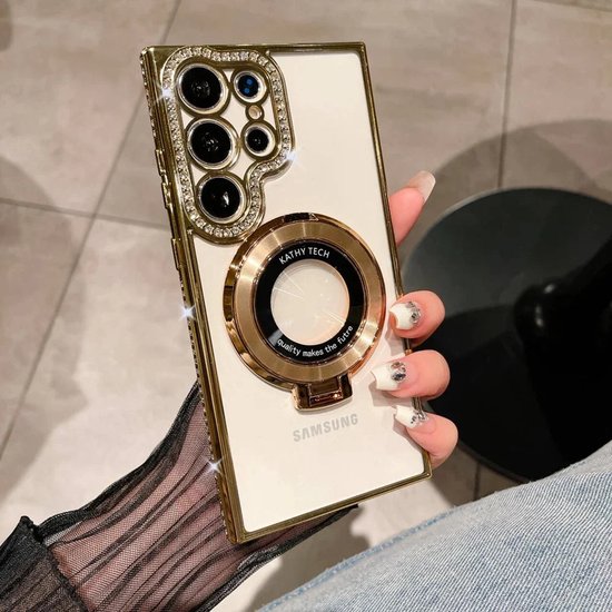 Back Cover Hoesje - Schattige met Diamanten steentjess - Geschikt voor: Samsung Galaxy A15 - Goud